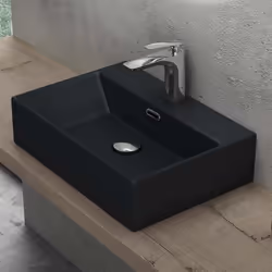 Sogood Lavabo à Poser Noir Mat Vasque Suspendu en Céramique Lave Mains Rectangulaire pour Salle de Bain Brüssel201 51x36x13cm