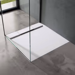 Sogood Receveur de Douche Design Ultra Plat 4 cm Bac à Douche Carré en Solid Surface Blanc Mat Geoma04 80x80x4 cm
