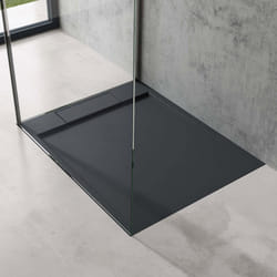 Sogood Receveur de Douche Design Ultra Plat 4 cm Bac à Douche Rectangulaire en Solid Surface Gris Noir Mat Geoma04 70x90x4 cm