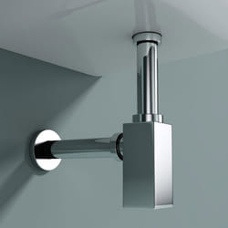 Siphon design pour lavabo vasque à poser salle de bains en laiton chromé S06