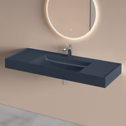 Sogood Lavabo Suspendu avec Bonde Vasque à Poser Gris Noir Mat 120x46x12cm Lave Mains Rectangulaire avec Perçage Colossum630