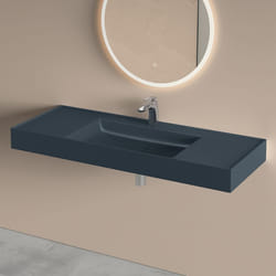 Sogood Lavabo Suspendu avec Bonde Vasque à Poser Gris Noir Mat 120x46x12cm Lave Mains Rectangulaire avec Perçage Colossum630