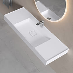 Sogood Lavabo Suspendu avec Bonde Vasque à Poser Blanc Mat 120x46x12cm Lave Mains Rectangulaire avec Perçage de Robinet Colossum630
