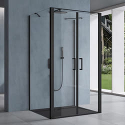 Cabine de Douche - SO GOOD - Ravenna66UK - Verre Transparent 8mm - Aluminium Noir - Forme Rectangulaire