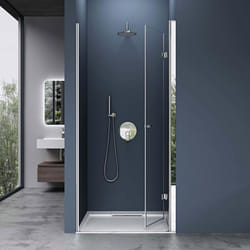 Sogood Porte de douche pliable 100cm paroi de douche transparent pliante pour niche Teramo26K porte rabattable montage réversible