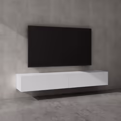 Sogood Meuble TV Bas 200 cm Armoire TV Blanc Mat Table de Télévision Salon avec Portes Meuble TV Suspendu MBTV02