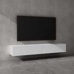 Sogood Meuble TV Bas 200 cm Armoire TV Blanc Mat Table de Télévision Salon avec Portes Meuble TV Suspendu MBTV02