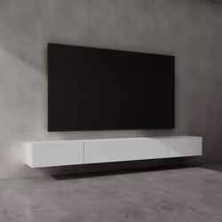 Sogood Meuble TV Bas 280 cm Armoire TV Blanc Mat Table de Télévision Salon avec Portes Meuble TV Suspendu MBTV02
