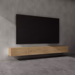 Sogood Meuble TV Bas 280 cm Armoire TV Marron Clair Table de Télévision Salon avec Portes Meuble TV Suspendu MBTV02