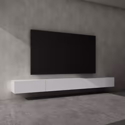 Sogood Meuble TV Bas 320 cm Armoire TV Blanc Mat Table de Télévision Salon avec Portes Meuble TV Suspendu MBTV02