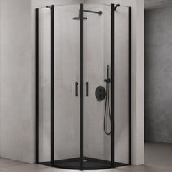 Doporro cabine de douche noir pare-douche douche en quart de cercle 80x80x190 montage réversible Ravenna52K verre transparent esg 6mm nano