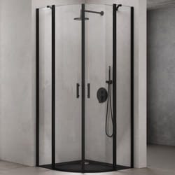 Doporro cabine de douche noir pare-douche douche en quart de cercle 100x100x190 montage réversible Ravenna52K verre transparent esg 6mm nano