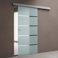 Porte coulissante intérieur 1025 x 215cm Sogood Amalfi TS11H-1025 MSMG porte glissante avec bandes opaques et poignée ronde