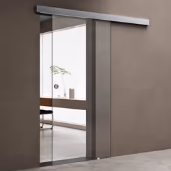 Porte coulissante 775x205cm Sogood Amalfi TS19-775 avec amortisseur verre de securite ESG transparent avec poignee ronde