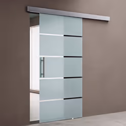 Porte coulissante intérieur 775x215cm Sogood AmalfiTS13H-775 MSLG verre de sécurité avec bandes opaques et poignée en forme b ...