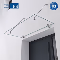 Sogood® Auvent en Verre Transparent 90x180cm Auvent de Porte dEntrée VDG02K Protection Contre la Pluie 2 Barres de Support en ...