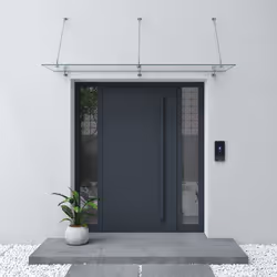 Sogood® Auvent en Verre Transparent 90x250cm Auvent de Porte dEntrée VDG02K Protection Contre la Pluie 3 Barres de Support en ...