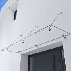 Sogood® Auvent en Verre Transparent 90x300cm Auvent de Porte dEntrée VDG02K Protection Contre la Pluie 3 Barres de Support en ...