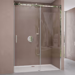 Porte de douche 130x195 pour niche Sogood Teramo4 paroi de douche avec porte coulissante en verre de sécurité 8mm transparent ...
