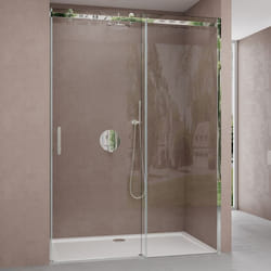 Porte de douche 115x195 pour niche Sogood Teramo4 paroi de douche avec porte coulissante en verre de sécurité 8mm transparent Nano