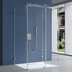 Doporro Cabine de douche rectangulaire pour un seul mur 75X100X195 montage réversible paroi de douche Ravenna17-2UK en forme u verre transparent