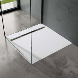 Sogood Receveur de Douche Design Ultra Plat Bac à Douche Carré en Solid Surface Blanc Mat Geoma04 80x80xavec Bonde AL02