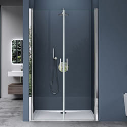 Porte pivotante de douche Teramo24 110x195cm porte avec 2 portes mecanisme de leve et de baisse verre de securite ESG transparent