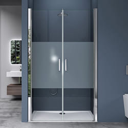 Porte de douche pare douche de niche Teramo24MS 80x195cm verre de securite ESG transparent avec bande opaque