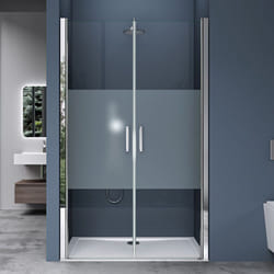 Doporro Double Porte de Douche Auto-levante Transparent avec Bande Opaque 103,5 - 108,5 cm de Douche Dare-douche pour Niche Teramo24MS 105x195cm