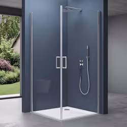 Double portes de douche autolevante et pivotante vers les deux sens Pare douche transparent en angle design Ravenna24 Cabine  ...