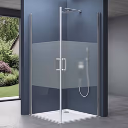 Cabine de douche pare douche design 75x85x195cm Rav24MS avec deux portes et verre de securite transparent avec bande opaque e ...