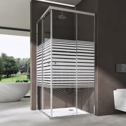Doporro Paroi de Douche en Angle avec Bande Opauqe 90X70X190 Cabine de Douche Rectangulaire Ravenna16MS-Plus avec Portes Coulissantes