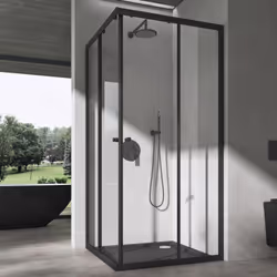 Cabine de douche transparent avec deux portes coulissantes Dimensions: 75x75x190 (côté gauche x côté droite x hauteur) Verre  ...