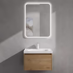 Sogood Meuble de Salle de Bains Marron Clair Ensemble de 2 Pièces Meuble Suspendu avec Lavabo 60cm avec Soft-close Design Sal ...