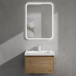 Sogood Meuble de Salle de Bains Marron Clair Ensemble de 2 Pièces Meuble Suspendu avec Lavabo 60cm avec Soft-close Design Salerno