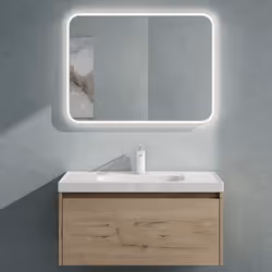 Sogood Meuble de Salle de Bains Chêne blanc clair Ensemble de 2 Pièces Meuble Suspendu avec Lavabo 80cm avec Soft-close Saler ...