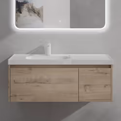 Sogood Meuble de Salle de Bains Chêne blanc clair Ensemble de 2 Pièces Meuble avec Lavabo 100cm avec Soft-close Design Salern ...