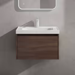 Sogood Meuble de Salle de Bains Chêne Ensemble de 2 Pièces Meuble Suspendu avec Lavabo 60cm avec Soft-close Design Salerno