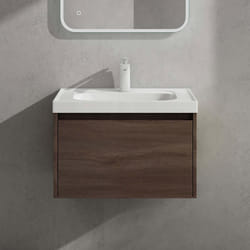 Sogood Meuble de Salle de Bains Chêne Ensemble de 2 Pièces Meuble Suspendu avec Lavabo 60cm avec Soft-close Design Salerno