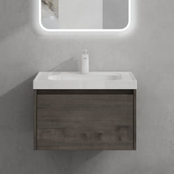 Sogood Meuble de Salle de Bains Gris-brun Ensemble de 2 Pièces Meuble Suspendu avec Lavabo 60cm avec Soft-close Design Salerno
