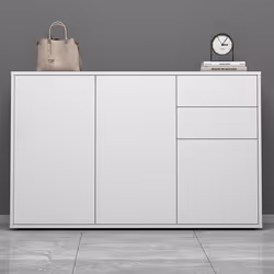 Sogood Buffet Commode 120 cm Meuble de Rangement Blanc Mat Placard Salon Salle à Manger 3 Portes et 2 tiroirs Schrank05