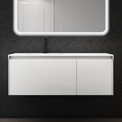Sogood Meuble de Salle de Bains Suspendu 120x50x46 cm avec Lavabo Ensemble de 2 Pièces Vasque et Meuble sous Vasque Blanc Santa