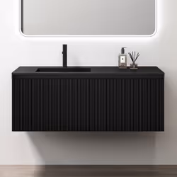 Sogood Meuble de Salle de Bains Suspendu 120x50x46 cm avec Lavabo Ensemble de 2 Pièces Vasque et Meuble sous Vasque Noir Mat  ...