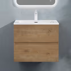 Sogood Meuble de Salle de Bain Suspendu 60x48x50cm Ensemble de 2 Pièces Meuble avec Lavabo Solid Surface Design Aqualis