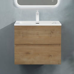 Sogood Meuble de Salle de Bain Suspendu 60x48x50cm Ensemble de 2 Pièces Meuble avec Lavabo Solid Surface Design Aqualis
