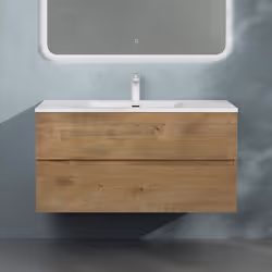 Sogood Meuble de Salle de Bain Suspendu 80x48x50cm Ensemble de 2 Pièces Meuble avec Lavabo Solid Surface Design Aqualis