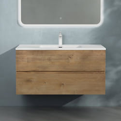 Sogood Meuble de Salle de Bain Suspendu 80x48x50cm Ensemble de 2 Pièces Meuble avec Lavabo Solid Surface Design Aqualis