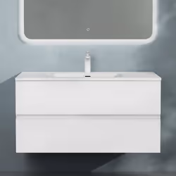 Sogood Meuble de Salle de Bain Suspendu Blanc Mat 80x48x50cm Ensemble de 2 Pièces Meuble avec Lavabo Design Aqualis