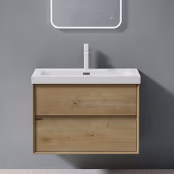 Sogood Meuble de Salle de Bains Marron Clair Ensemble de 2 Pièces Meuble avec Lavabo Meuble Suspendu 765cm avec Soft-Close Ri ...