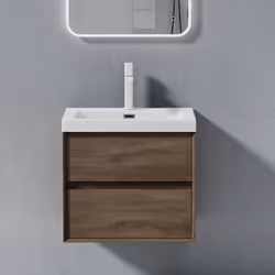 Sogood Meuble de Salle de Bains Chêne Ensemble de 2 Pièces Meuble avec Lavabo Meuble sous-lavabo Suspendu 60cm Rimo